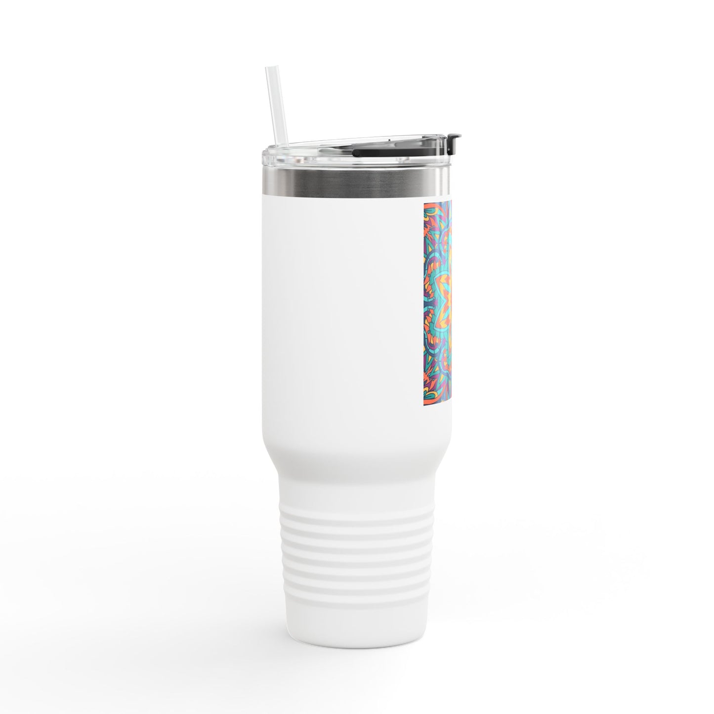 Colorful Mandala Insulated Travel Mug, 40oz - Perfect for Coffee Lovers, On-the-Go Hydration, Gifts, and Celebrations
