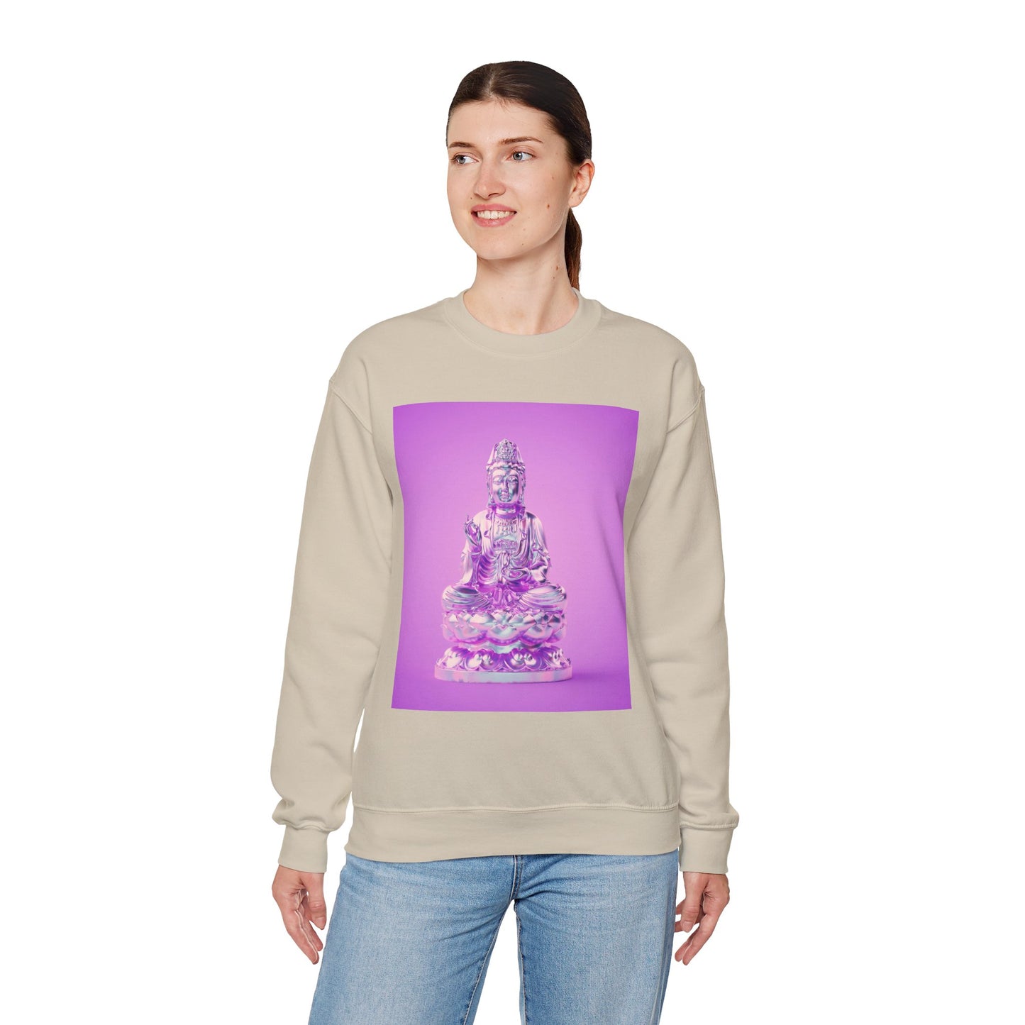 Buddha Vibes Crewneck Sweatshirt | Chill Relaxation Apparel, Yoga Gift, Meditation Outfit, Cozy Sweatshirt, Spiritual Wear