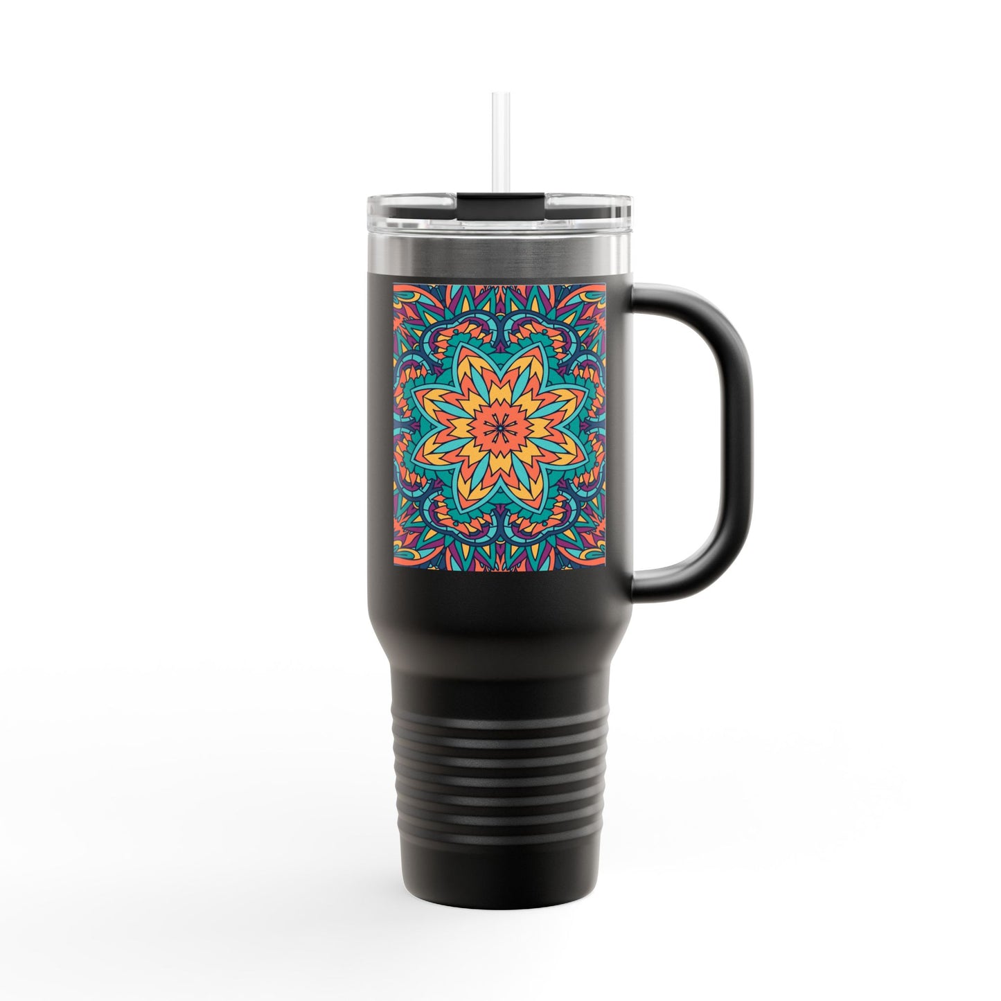 Colorful Mandala Insulated Travel Mug, 40oz - Perfect for Coffee Lovers, On-the-Go Hydration, Gifts, and Celebrations
