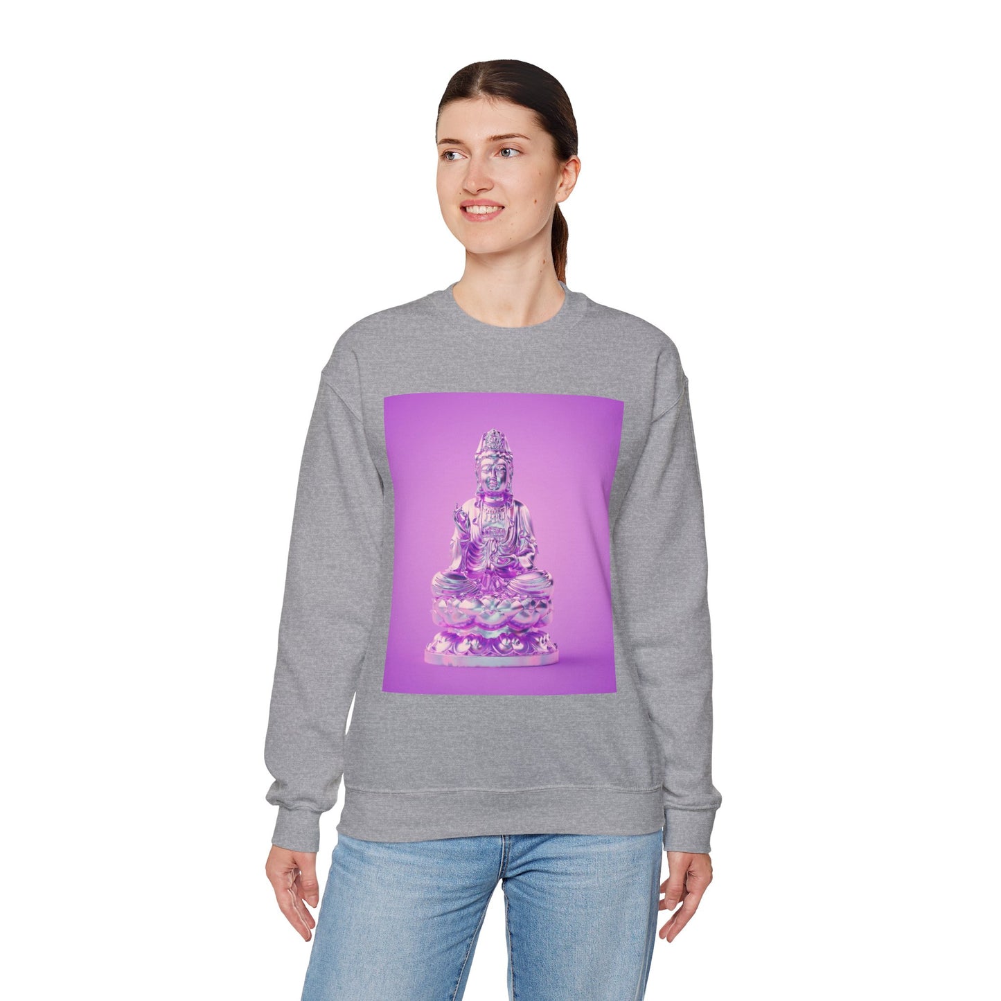 Buddha Vibes Crewneck Sweatshirt | Chill Relaxation Apparel, Yoga Gift, Meditation Outfit, Cozy Sweatshirt, Spiritual Wear