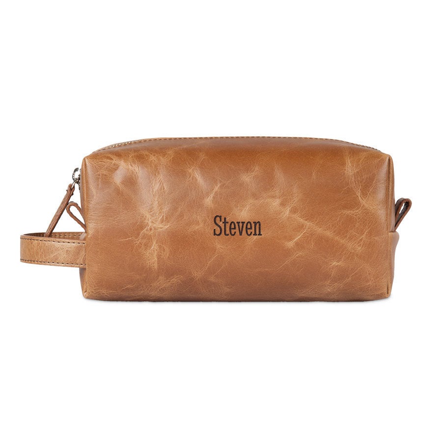 Engraved Leather Make Up Bag