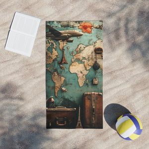Vintage Map Vibrant Beach Towel