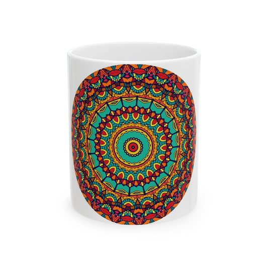 Vibrant Mandala Ceramic Mug - Colorful Drinkware, Perfect for Tea & Coffee Lovers, Bohemian Gift, Home Decor, Relaxation, Art Lover's Item