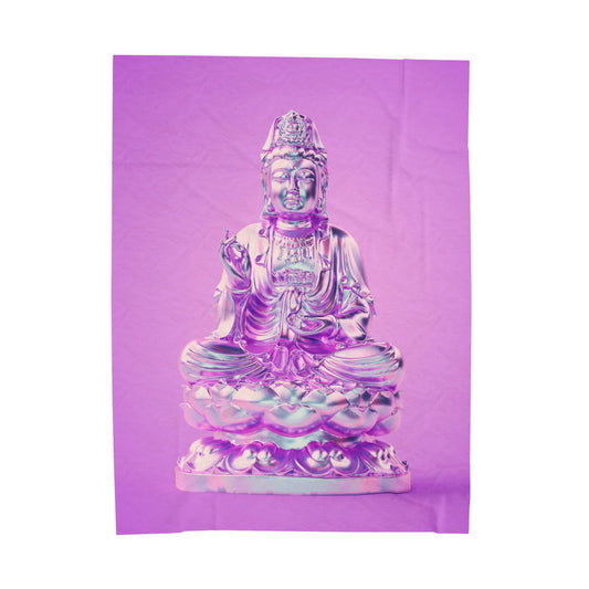 Serene Buddha Plush Blanket | Cozy Throw for Meditation, Spiritual Gifting, Zen Decor, Living Room Comfort, Purple Velvet