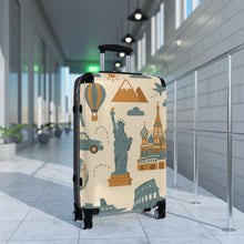 Load image into Gallery viewer, Travel-Inspired Suitcase with Iconic Landmarks Design