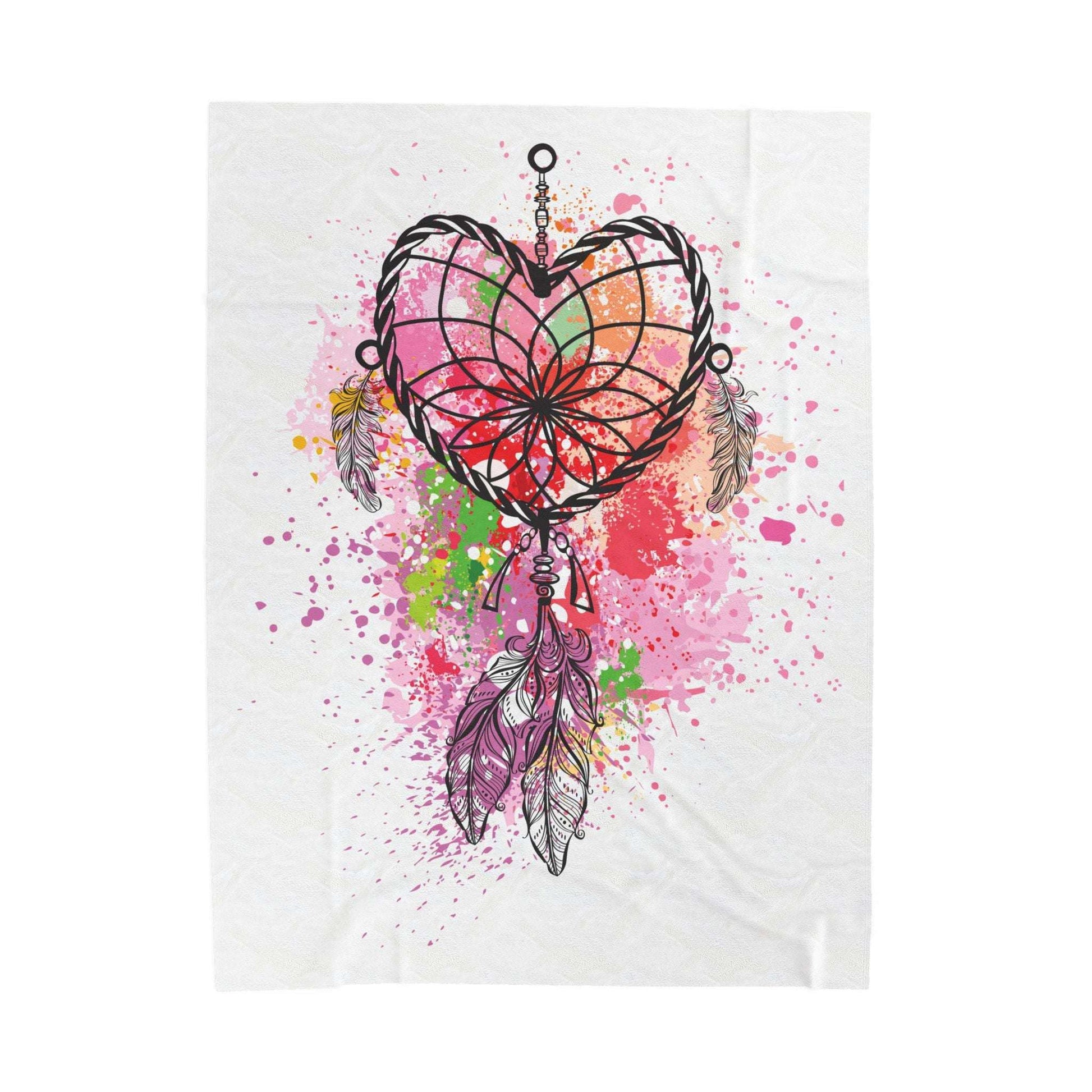 Bohemian Dreamcatcher Velveteen Plush Blanket, Cozy Bed Throw, Perfect Gift for Her, Nursery Decor, Spiritual Home Decor