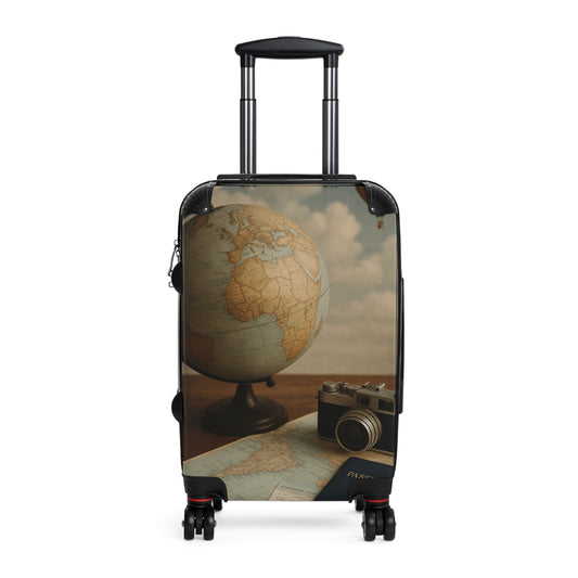 Vintage Travel Suitcase with Globe Design
