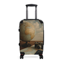 Load image into Gallery viewer, Vintage Travel Suitcase with Globe Design