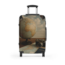 Load image into Gallery viewer, Vintage Travel Suitcase with Globe Design