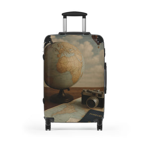 Vintage Travel Suitcase with Globe Design