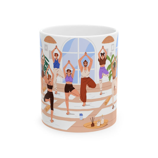 Yoga Studio Ceramic Mug, Relaxation Gift, Plant Lover Mug, Meditation Cup, Cozy Home Decor, Wellness Coffee Mug