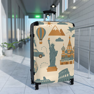Travel-Inspired Suitcase with Iconic Landmarks Design