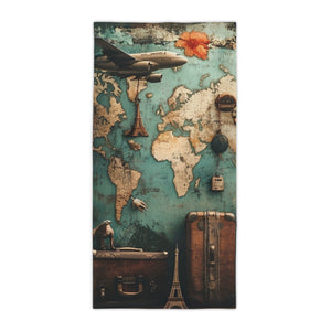 Vintage Map Vibrant Beach Towel