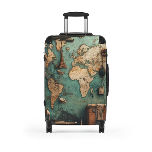 Vintage World Map Suitcase - Travel Bag for Adventurers