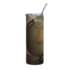 Globe-Inspired Stainless Steel Tumbler | 20oz Travel Mug for Adventure Lovers