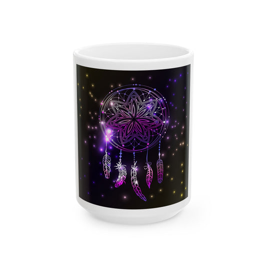 Dreamcatcher Ceramic Mug - Boho Style, Spiritual Gift, 11oz/15oz, Unique Home Décor, Coffee Tea Cup, Dreamer Present
