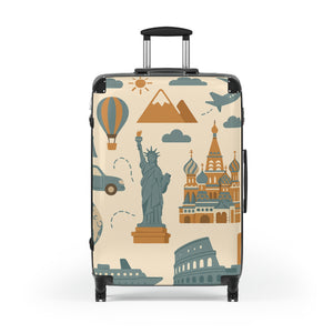 Travel-Inspired Suitcase with Iconic Landmarks Design