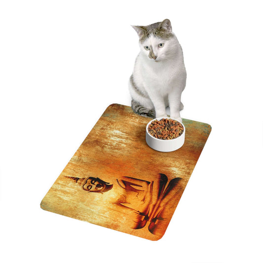 Buddha Pet Food Mat, Tranquil Pet Feeding Area, Dog Feeding Mat, Cat Food Tray, Yoga Home Decor, Zen Pet Accessory