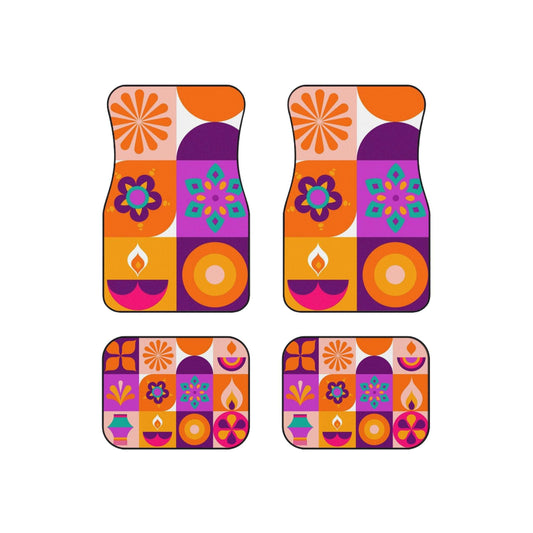 Colorful Bohemian Car Mats (Set of 4) | Vibrant Floor Covers, Home Decor, Unique Gifts, Auto Accessories, Festival Ready