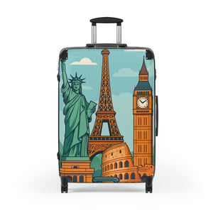 Travel Suitcase with Iconic Landmarks Design - Perfect for Travel Enthusiasts