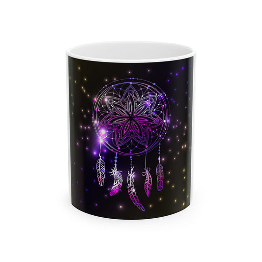 Dreamcatcher Ceramic Mug - Boho Style, Spiritual Gift, 11oz/15oz, Unique Home Décor, Coffee Tea Cup, Dreamer Present