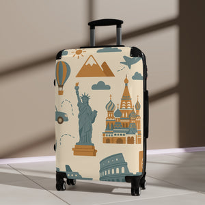 Travel-Inspired Suitcase with Iconic Landmarks Design