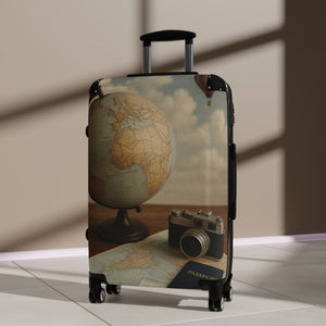 Vintage Travel Suitcase with Globe Design