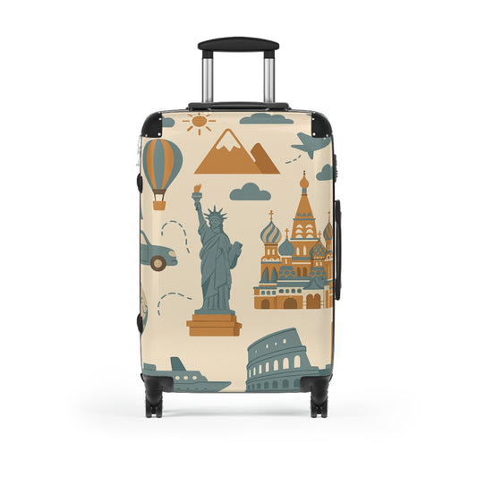 Travel-Inspired Suitcase with Iconic Landmarks Design