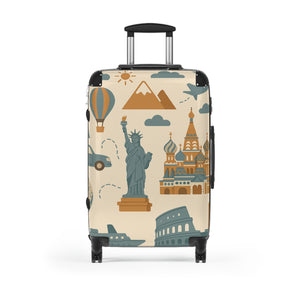 Travel-Inspired Suitcase with Iconic Landmarks Design