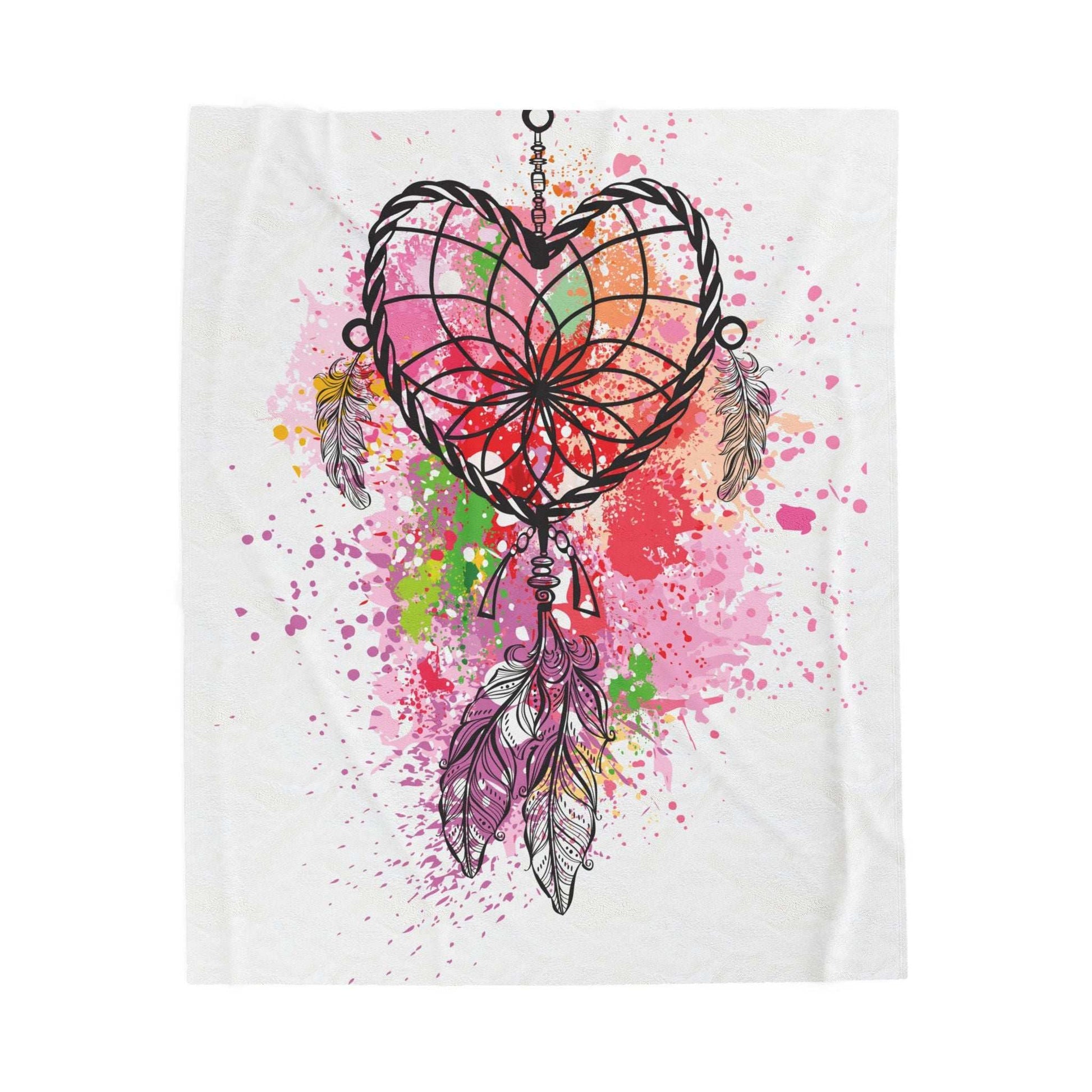 Bohemian Dreamcatcher Velveteen Plush Blanket, Cozy Bed Throw, Perfect Gift for Her, Nursery Decor, Spiritual Home Decor