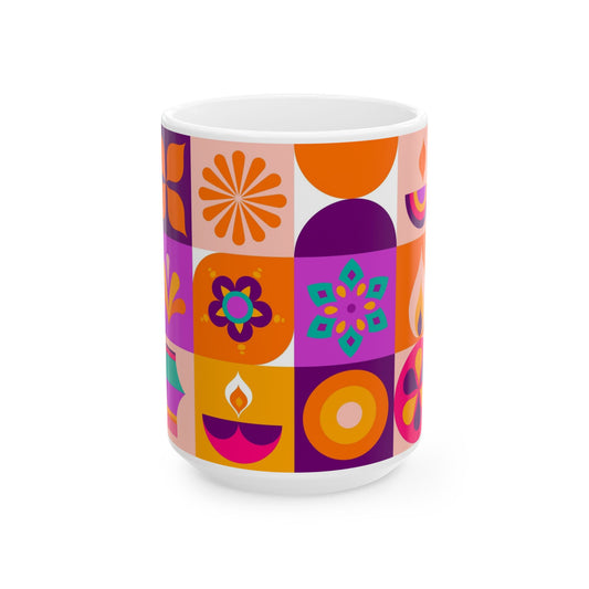 Mandala Vibrant Patterned Ceramic Mug, Colorful Coffee Cup, Boho Kitchen Decor, Gift for Home, Office Mug, Tea Lover's Essential