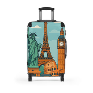 Travel Suitcase with Iconic Landmarks Design - Perfect for Travel Enthusiasts