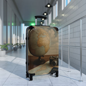 Vintage Travel Suitcase with Globe Design