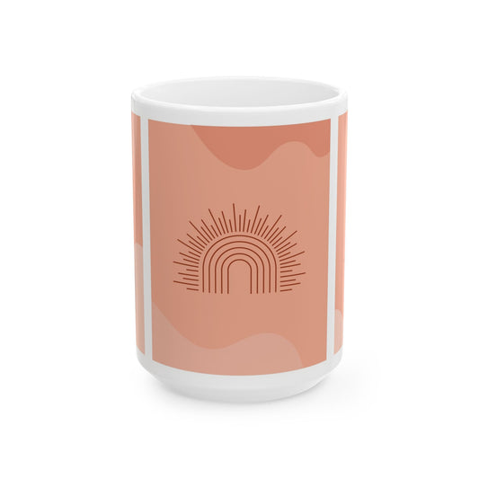 Sunrise Aura Ceramic Mug | Bohemian Coffee Cup, Gift for Home, Office Decor, Cozy Beverage Mug, Unique Housewarming Present