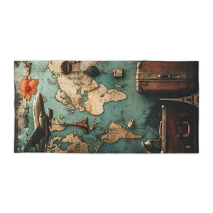 Vintage Map Vibrant Beach Towel