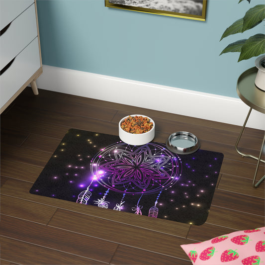Dreamcatcher Pet Food Mat, Non-slip Feeding Mat, Cat Dog Dish Mat, Unique Gift for Pet Lovers, Bohemian Home Decor