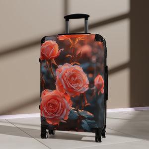 Floral Rose Design Suitcase - Stylish Travel Luggage