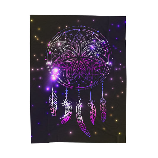 Dreamcatcher Velveteen Plush Blanket, Cozy Throw for Home, Kids Room Decor, Perfect Gift, Boho Style