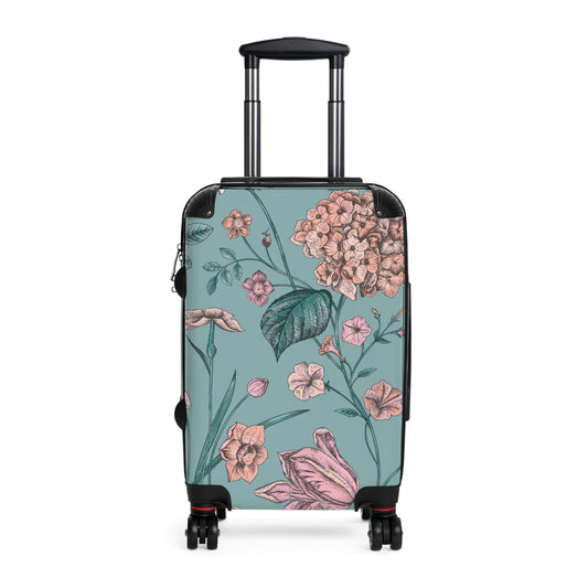 Floral Travel Suitcase, Vintage-Inspired Luggage, Stylish Carry-On for Wanderlust, Travel Gift, Floral Design