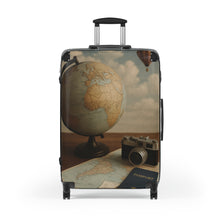 Load image into Gallery viewer, Vintage Travel Suitcase with Globe Design