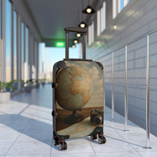 Load image into Gallery viewer, Vintage Travel Suitcase with Globe Design