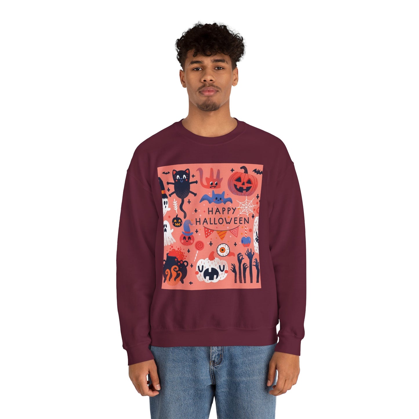 Halloween Crewneck Sweatshirt, Unisex Sweatshirt, Spooky Season Fashion, Fall Apparel, Trick or Treat Clothing