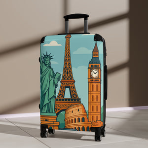 Travel Suitcase with Iconic Landmarks Design - Perfect for Travel Enthusiasts