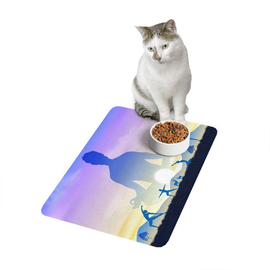 Meditation Pet Food Mat, Yoga Dog Feeding Mat, Cat Water Tray, Zen Pet Place Mat, Mindful Pet Accessory, Home Decor for Pets