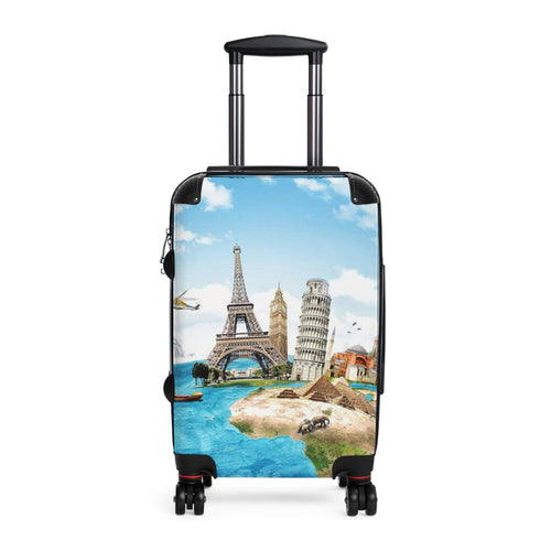 Travel Suitcase with Iconic Landmarks Design - Perfect for Vacation and Adventure Lovers