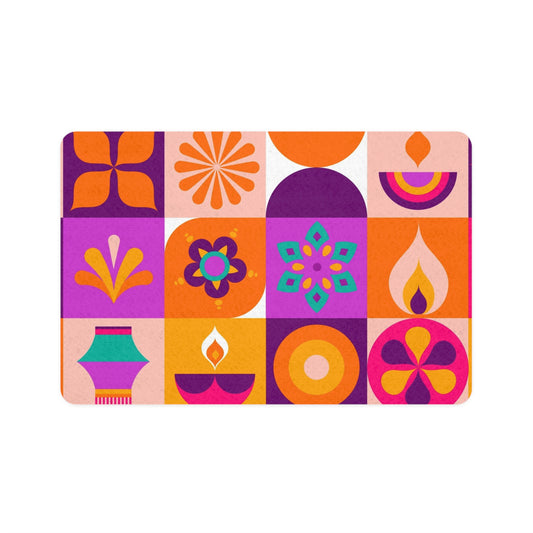 Mandala Vibrant Pet Food Mat, Colorful Dog Bowl Mat, Cat Feeding Mat, Fun Pet Decor, Non-Slip Pet Accessories