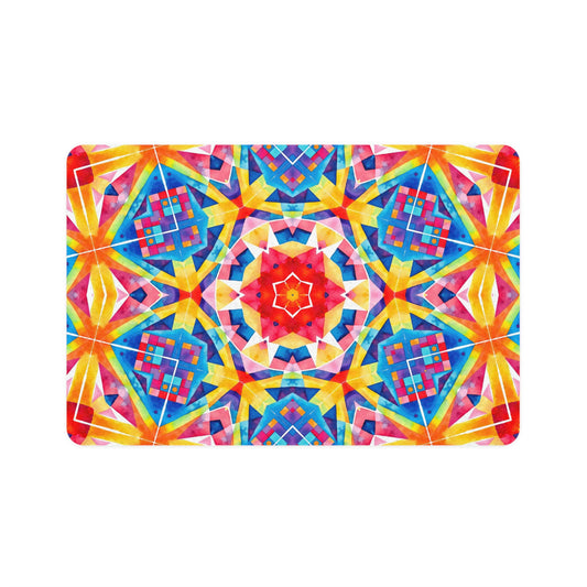 Mandala Vibrant Pet Food Mat, Colorful Cat Dog Feeding Mat, Non-Slip Pet Bowl Mat, Home Decor for Pet Lovers, Pet Accessories Gift