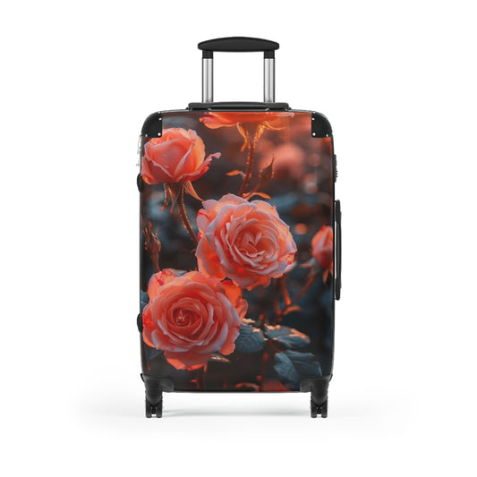 Floral Rose Design Suitcase - Stylish Travel Luggage