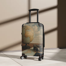 Load image into Gallery viewer, Vintage Travel Suitcase with Globe Design
