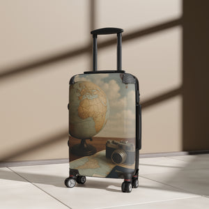 Vintage Travel Suitcase with Globe Design